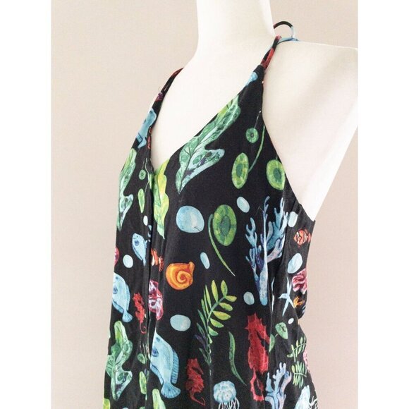 Pepaloves Black Seaside Midi Dress Halter Straps Size S Beach Theme deep sea - Picture 13 of 16